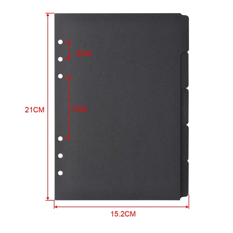 Bluecell World Bluecell 3 Sets Black Color Paper Divider Index Page Tab Cards for 6-Holes Ring Binders Notebooks Travel Diary Journal Planner (A5 Black) - Image 2